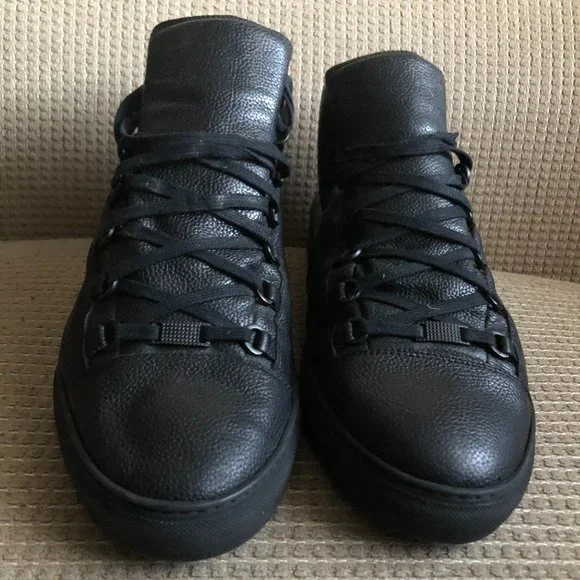Balenciaga Men's Black Arena Leather Boots.
